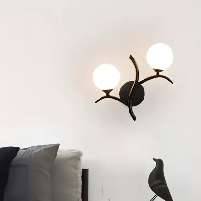 Modern 2-Light Wall Sconce with Glass Globes for Bedroom