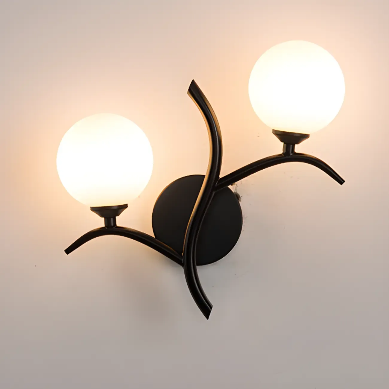Modern 2-Light Wall Sconce with Glass Globes for Bedroom | HomeyFad