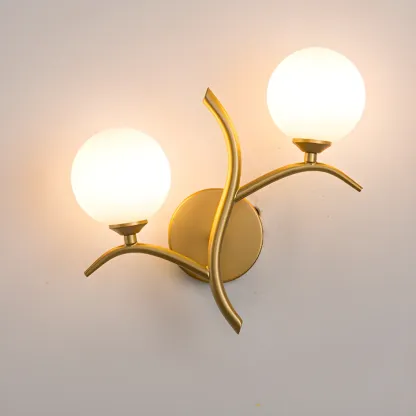 Modern 2-Light Wall Sconce with Glass Globes for Bedroom