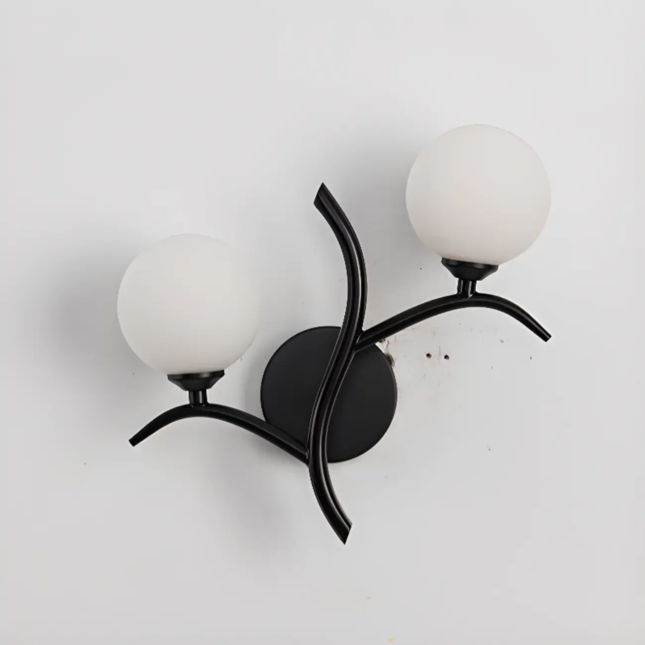 Modern 2-Light Wall Sconce with Glass Globes for Bedroom