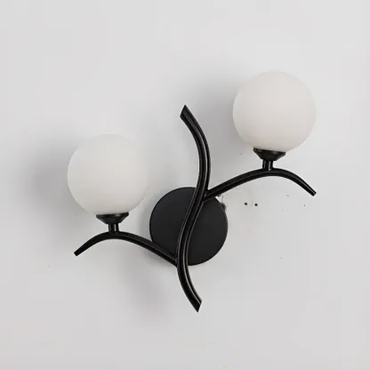 Modern 2-Light Wall Sconce with Glass Globes for Bedroom
