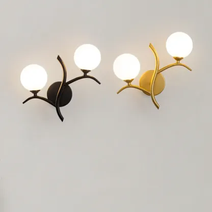 Modern 2-Light Wall Sconce with Glass Globes for Bedroom