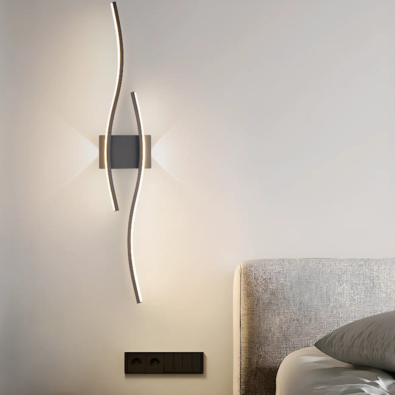 Modern LED Wall Light with Curved Silica Gel Shades Image - 4 | homeyfad