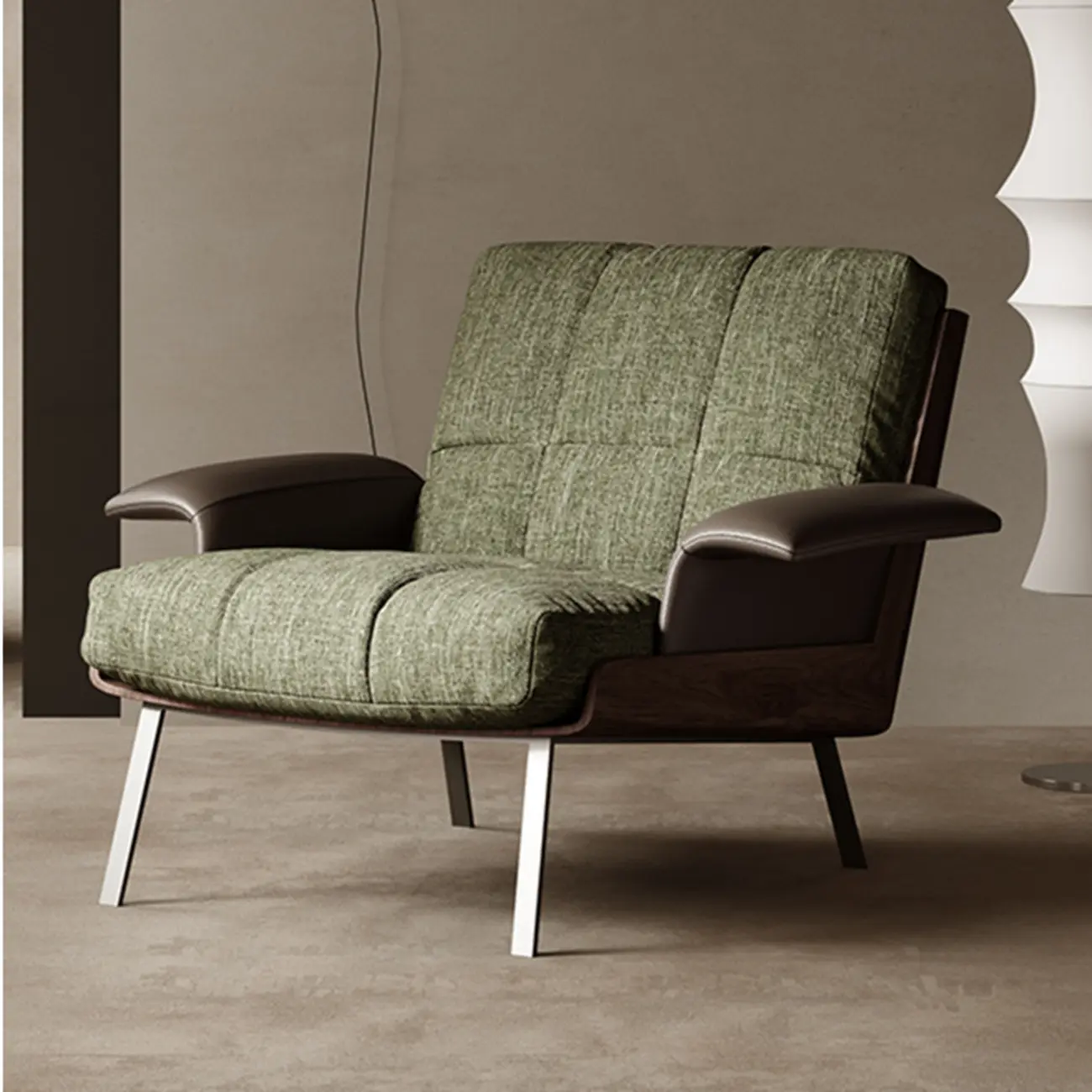 Modern Green Fabric Flared Arm Lounge Chair | homeyfad