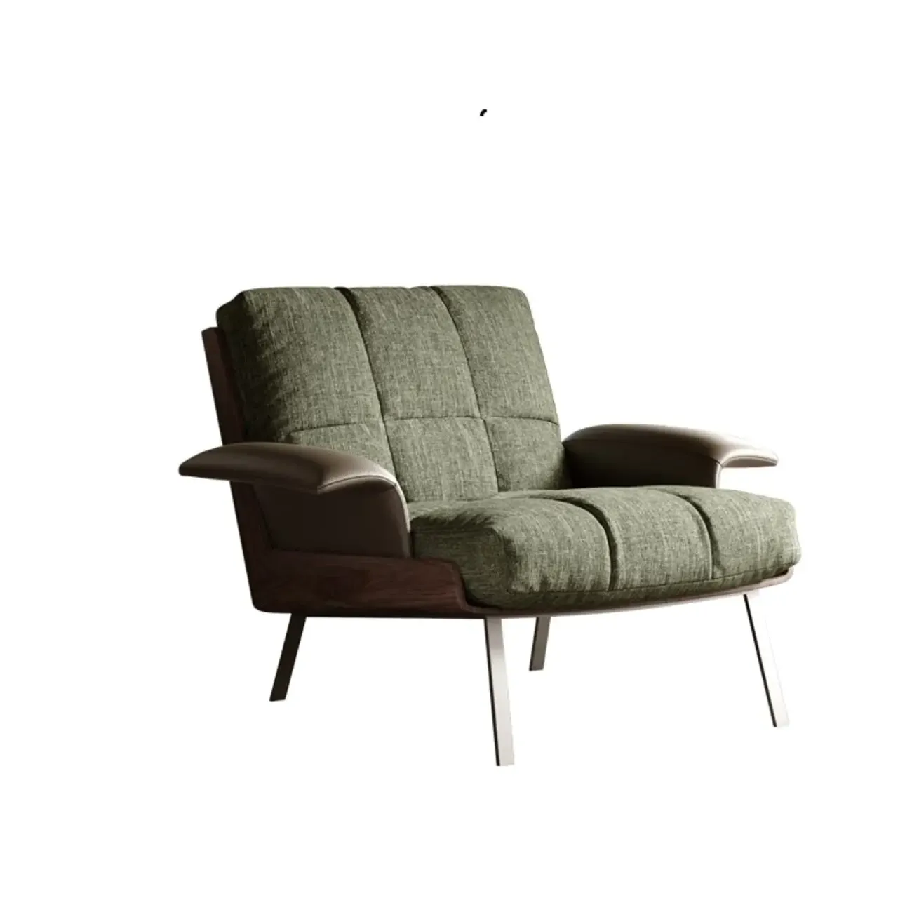 Modern Green Fabric Flared Arm Lounge Chair