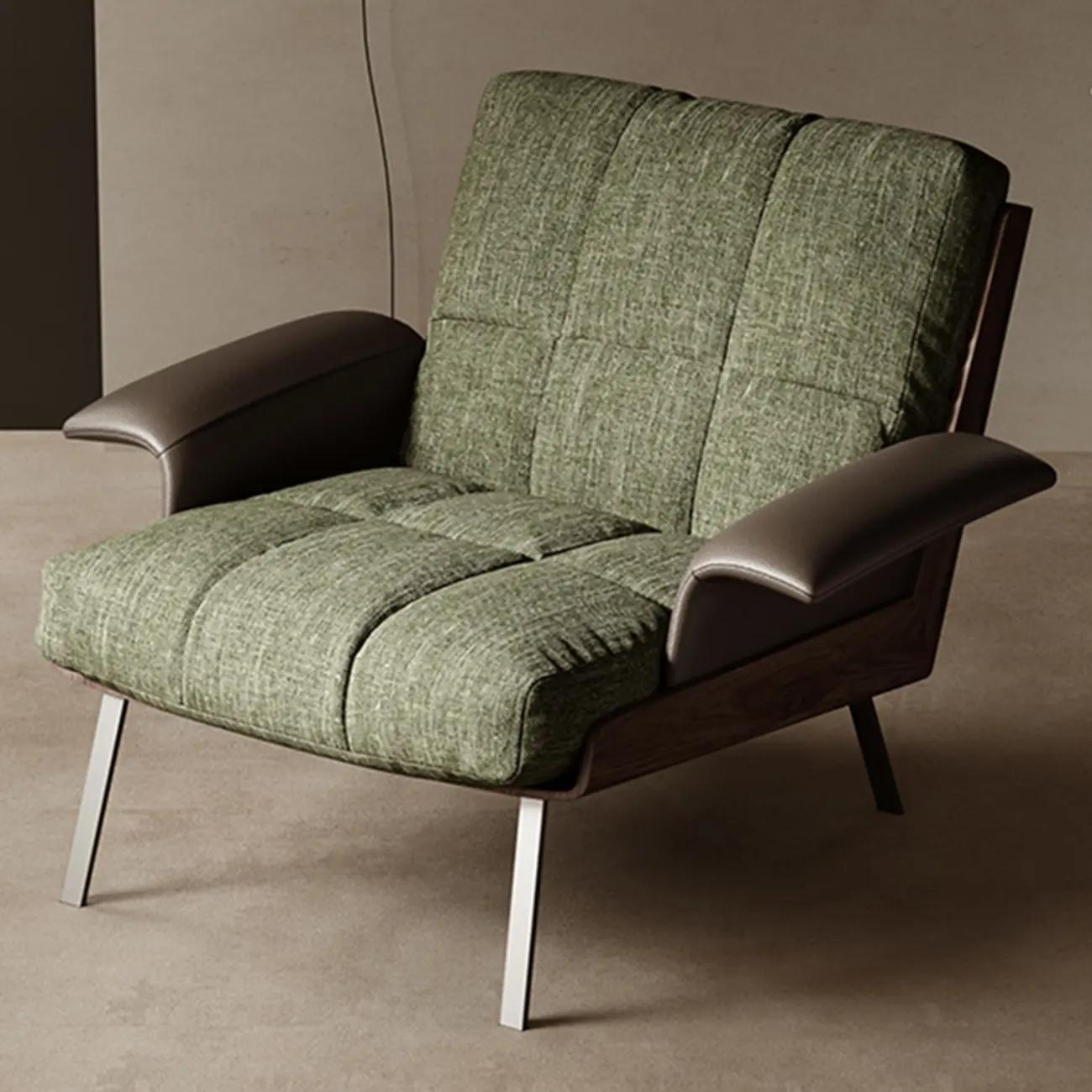 Modern Green Fabric Flared Arm Lounge Chair | homeyfad