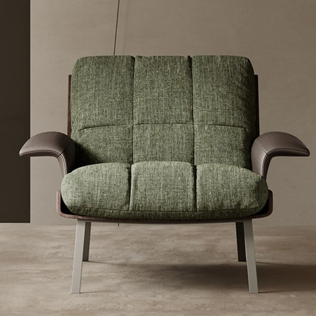 Modern Green Fabric Flared Arm Lounge Chair | homeyfad