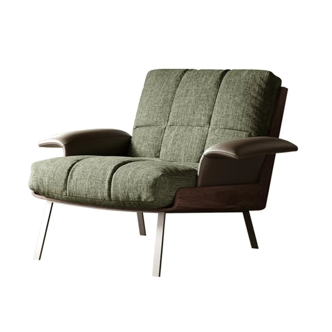 Modern Green Fabric Flared Arm Lounge Chair | homeyfad