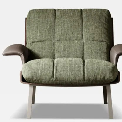 Modern Green Fabric Flared Arm Lounge Chair