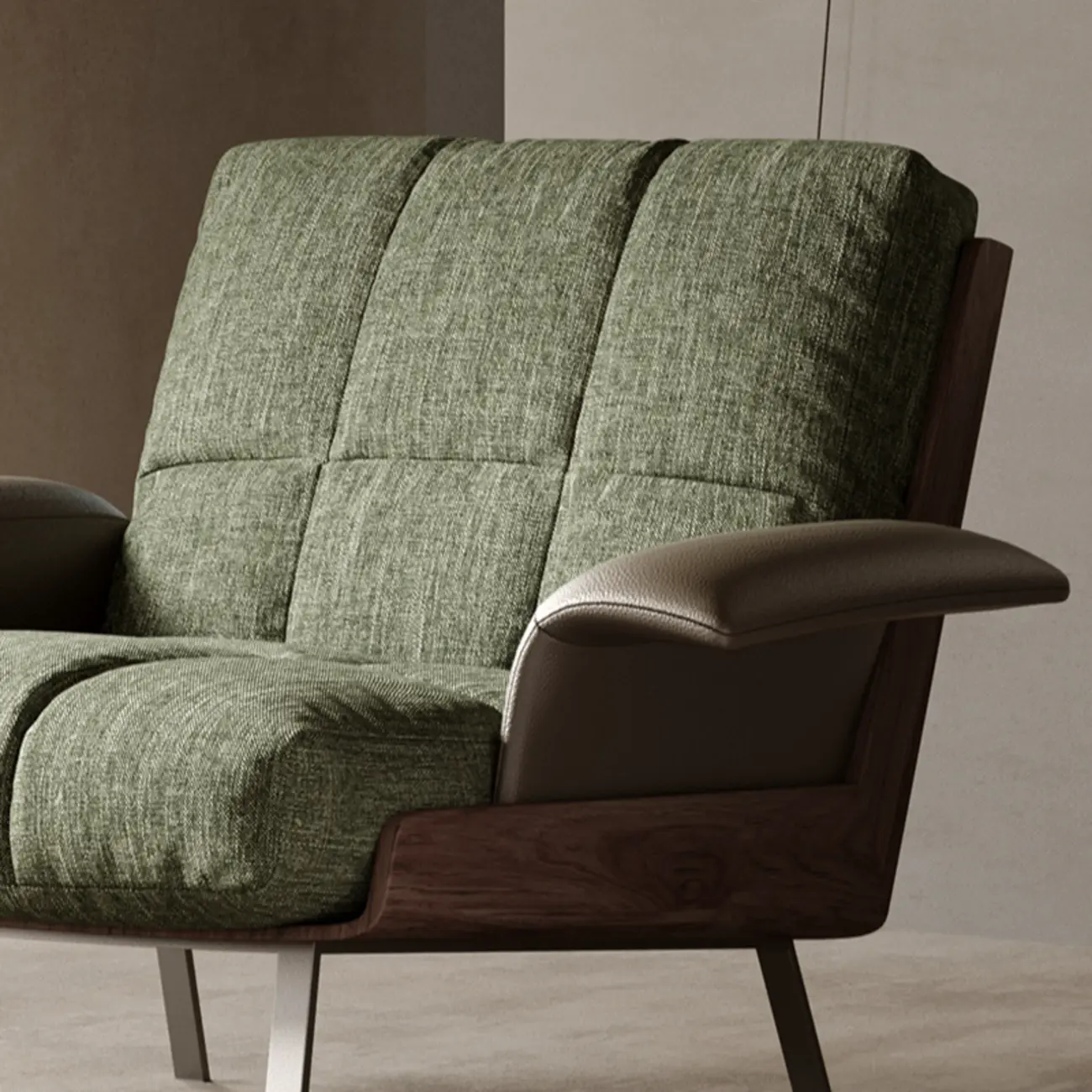 Modern Green Fabric Flared Arm Lounge Chair | homeyfad