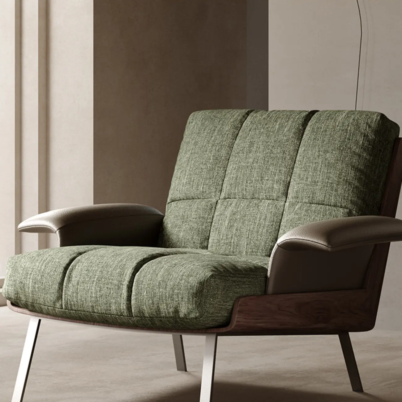 Modern Green Fabric Flared Arm Lounge Chair | homeyfad