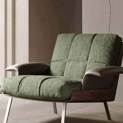 Modern Green Fabric Flared Arm Lounge Chair