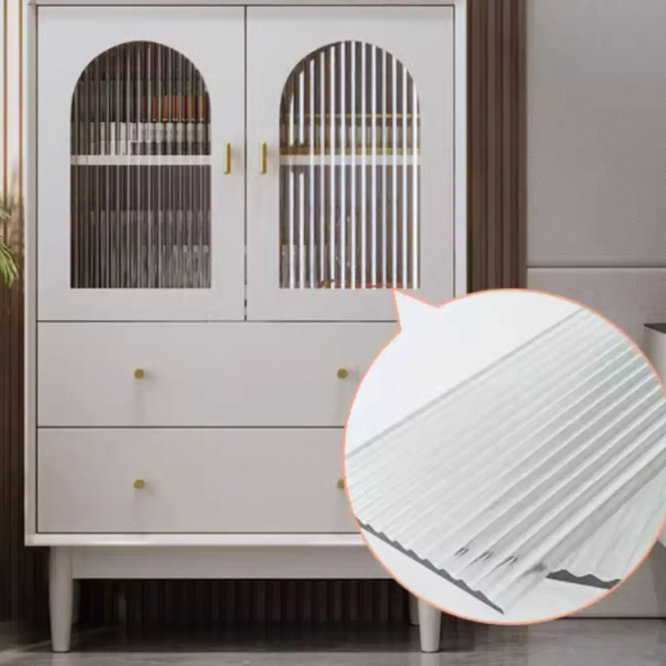 Modern Elegant White Lumber Storage Cabinet with Glass Doors Image - 10 | homeyfad