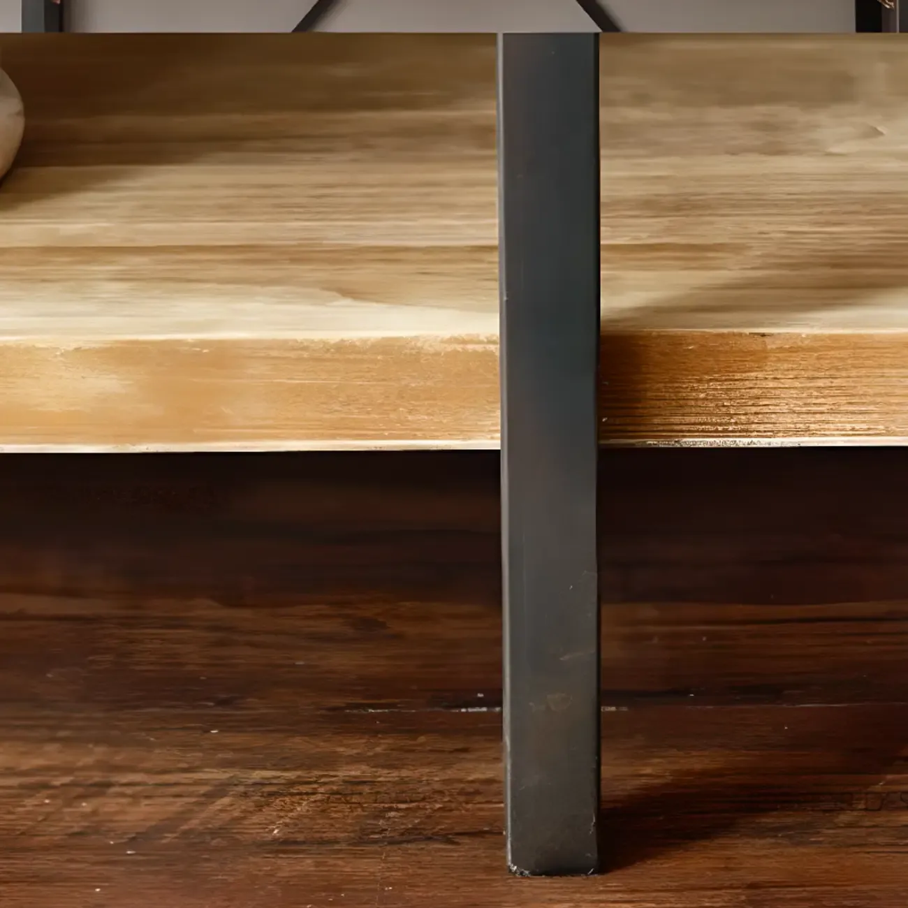 4-Tier Industrial Wooden Rectangle Open Back Bookcase Image - 5