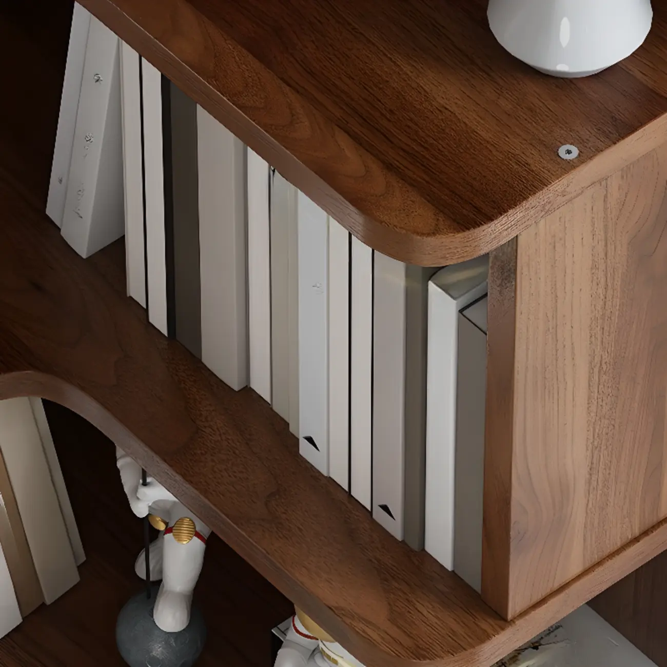 6-Tier L-Shaped Wood Nut-Brown Open Corner Bookcase Image - 15 | homeyfad