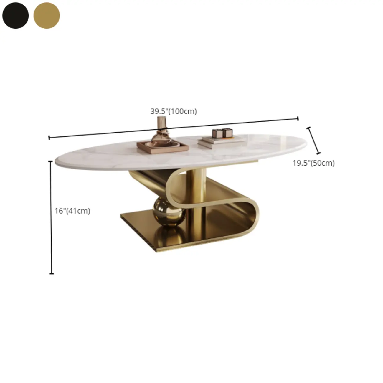 Glam White Stone Oval Abstract Coffee Table Image - 13 | homeyfad
