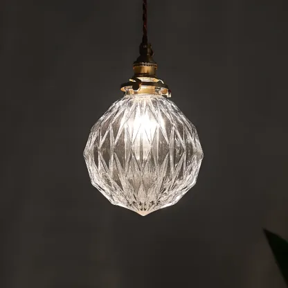 Modern Adjustable Clear Glass Globe Kitchen Pendant Light Image - 13