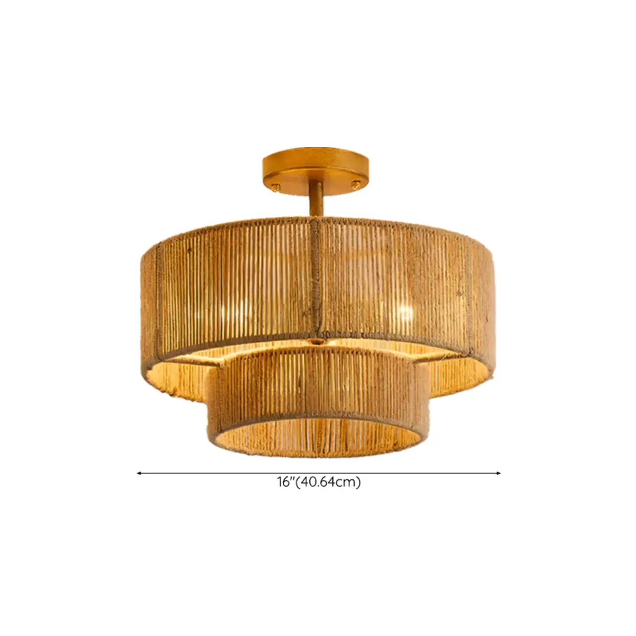 Oriental Rope Semi-Flush Ceiling Light for Modern Living Room #size