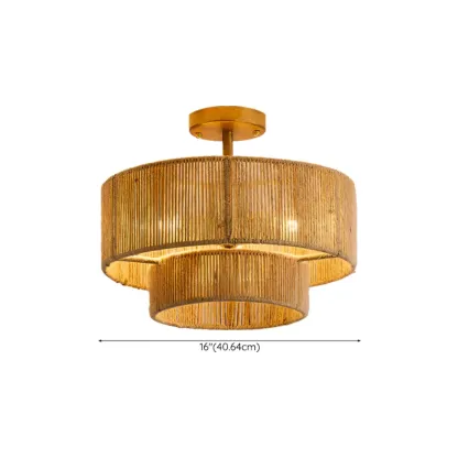 Oriental Rope Semi-Flush Ceiling Light for Modern Living Room #size