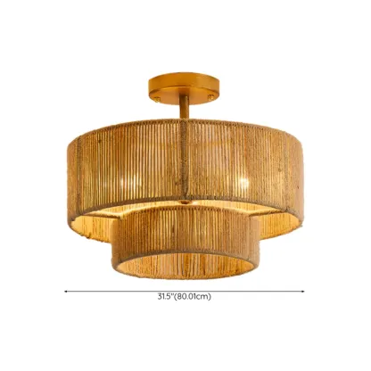 Oriental Rope Semi-Flush Ceiling Light for Modern Living Room Image - 11