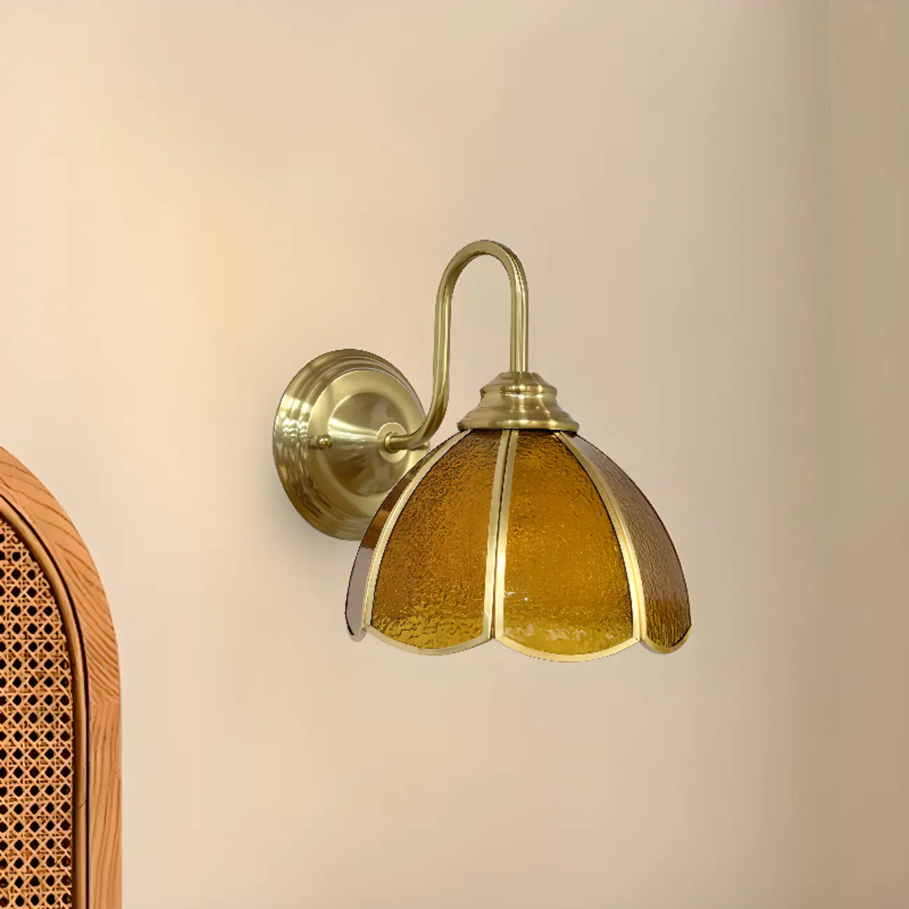 Vintage Gold LED Wall Sconce with Glass Shade for Indoors Image - 1 | homeyfad