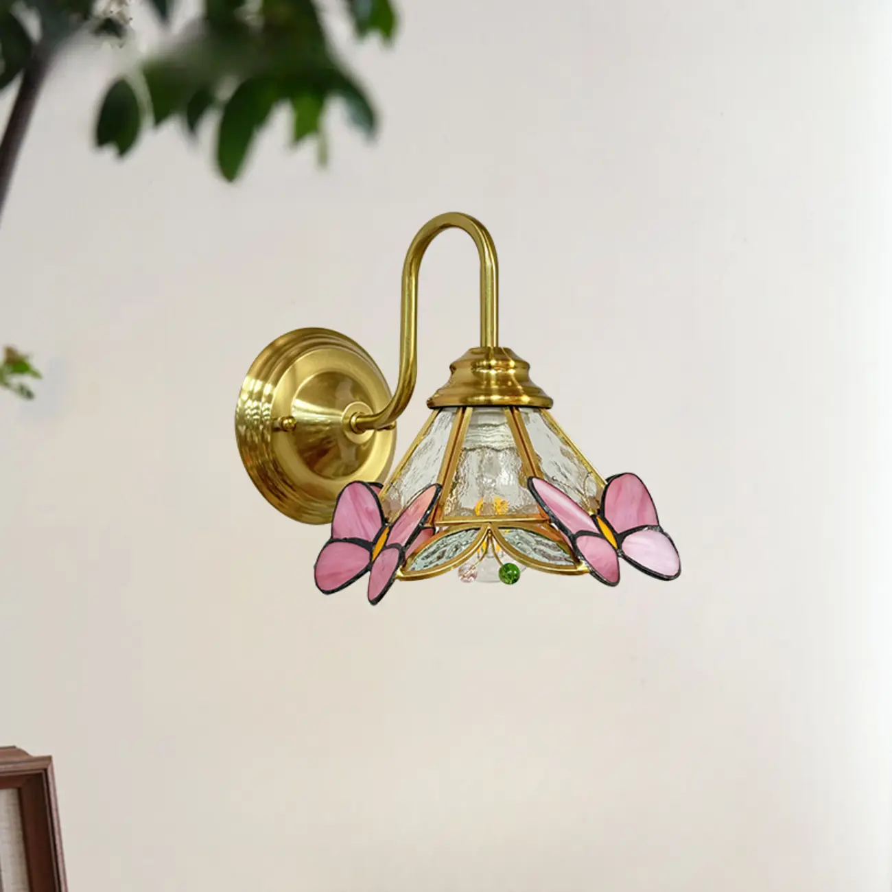 Vintage Gold LED Wall Sconce with Glass Shade for Indoors Image - 3 | homeyfad