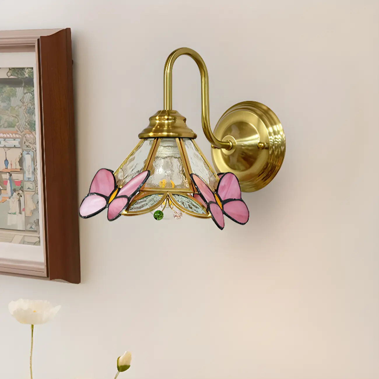 Vintage Gold LED Wall Sconce with Glass Shade for Indoors Image - 4 | homeyfad