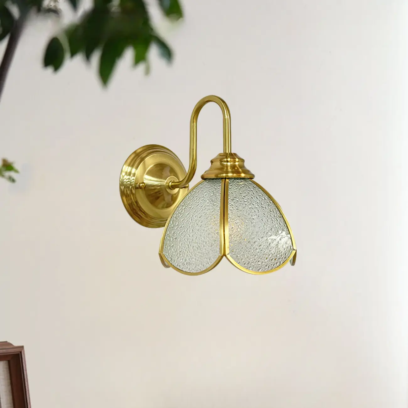 Vintage Gold LED Wall Sconce with Glass Shade for Indoors Image - 5 | homeyfad