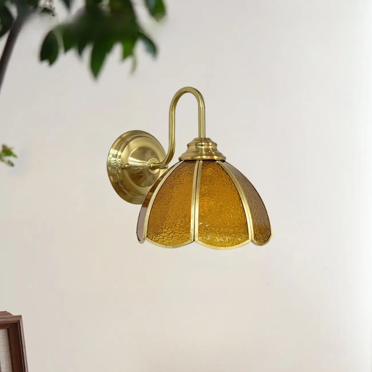 Vintage Gold LED Wall Sconce with Glass Shade for Indoors Image - 7 | homeyfad