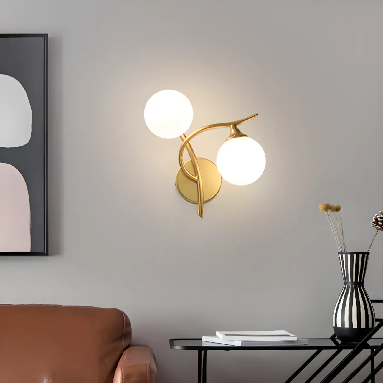 Modern Globe Wall Light with Chalk White Glass Shade Image - 3 | homeyfad