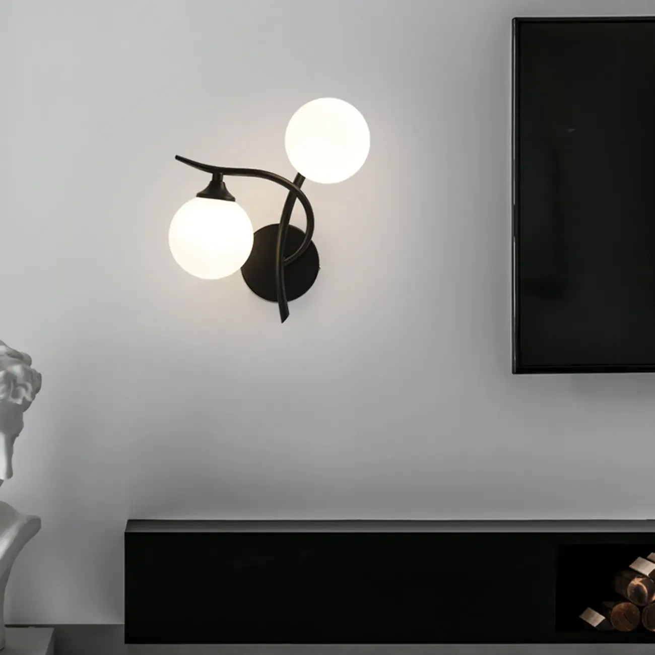 Modern Globe Wall Light with Chalk White Glass Shade Image - 1