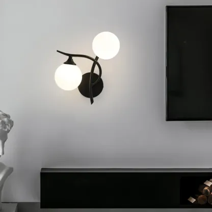 Modern Globe Wall Light with Chalk White Glass Shade Image - 1