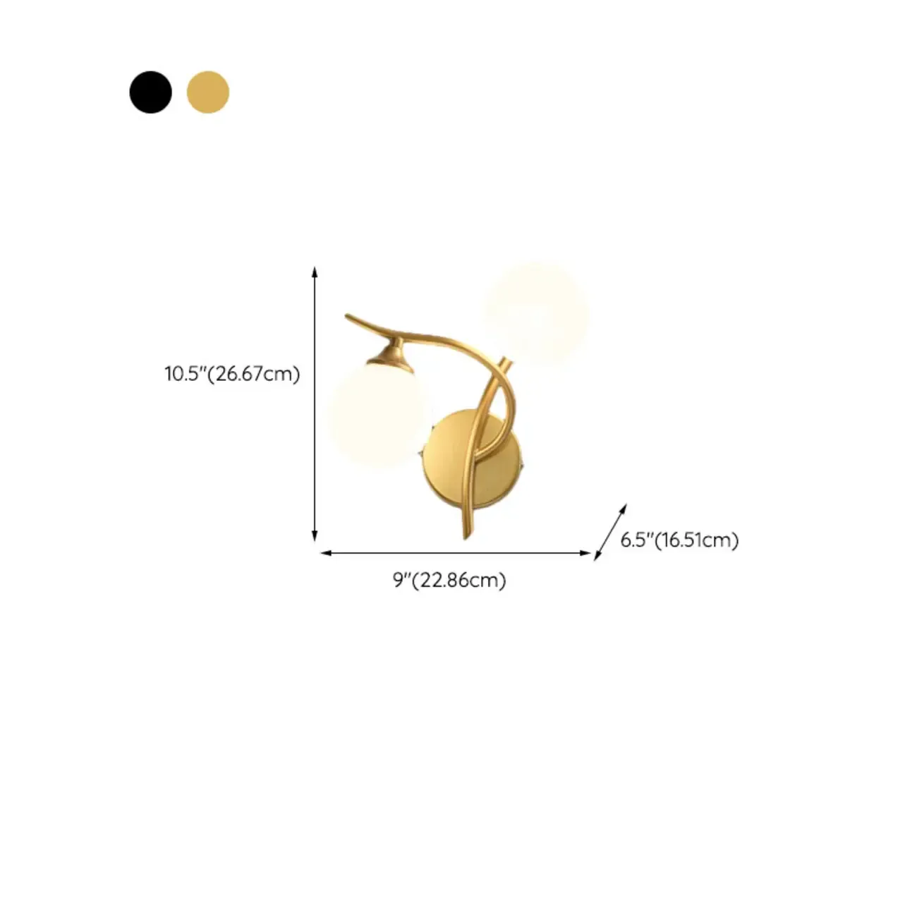 Modern Globe Wall Light with Chalk White Glass Shade #size