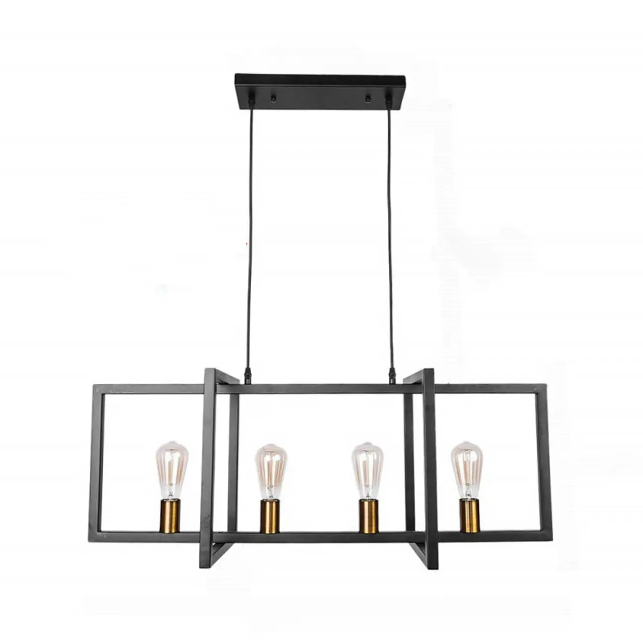 Industrial Black Metal Rectangle Kitchen Island Light | homeyfad