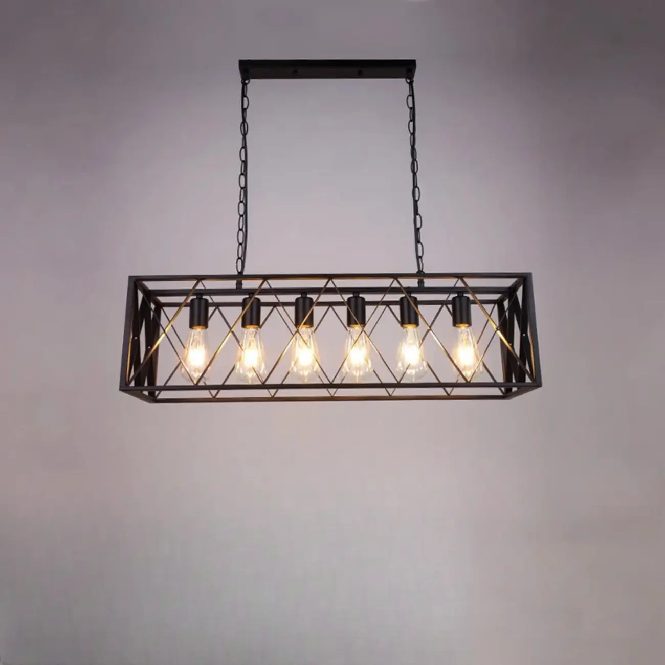 Industrial Black Metal Rectangle Kitchen Island Light | homeyfad