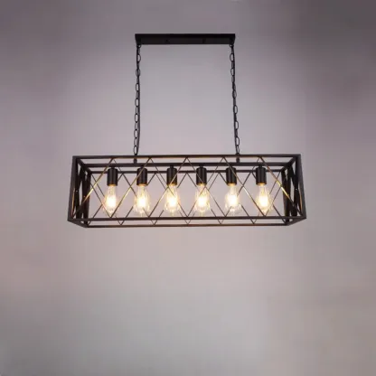 Industrial Black Metal Rectangle Kitchen Island Light