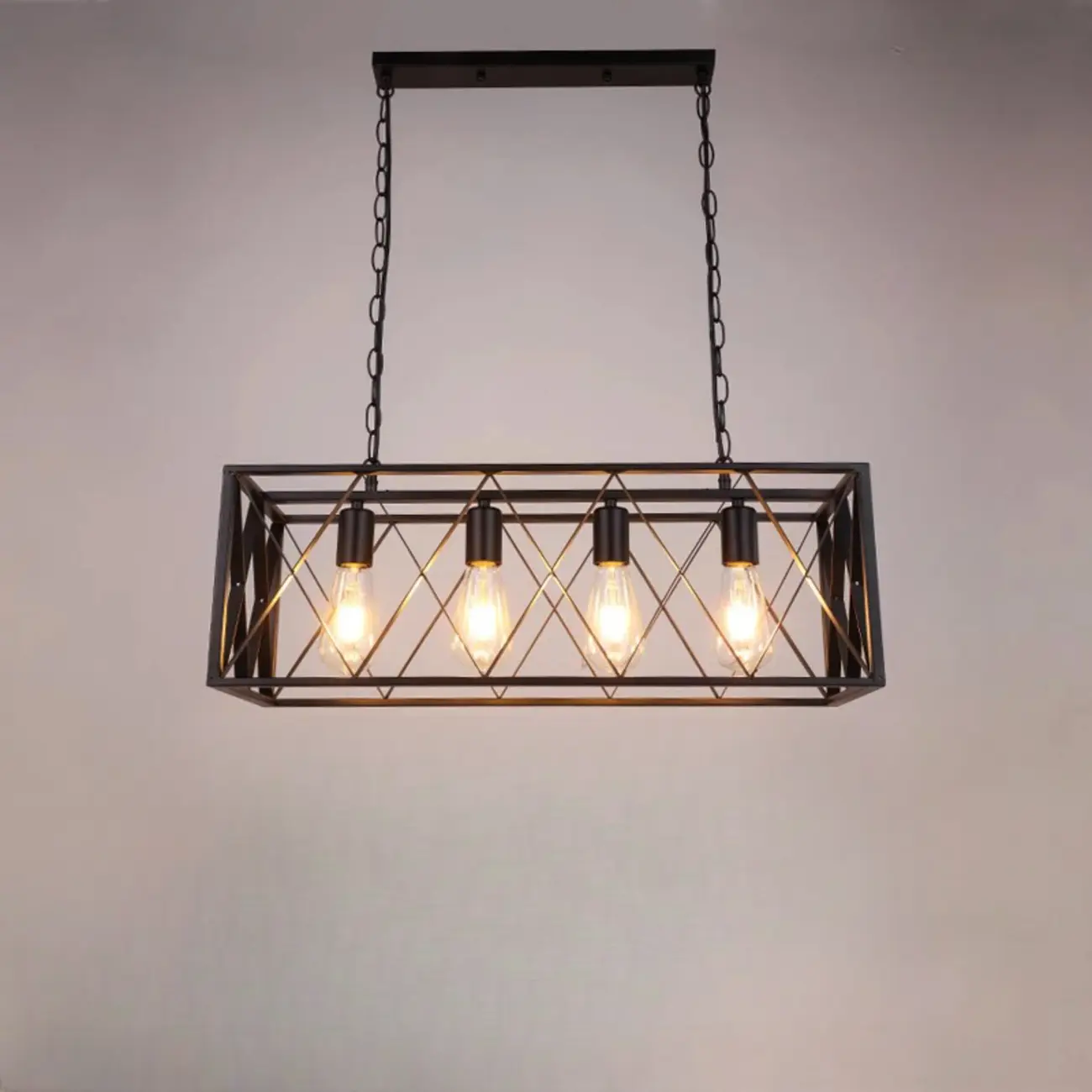 Industrial Black Metal Rectangle Kitchen Island Light | homeyfad