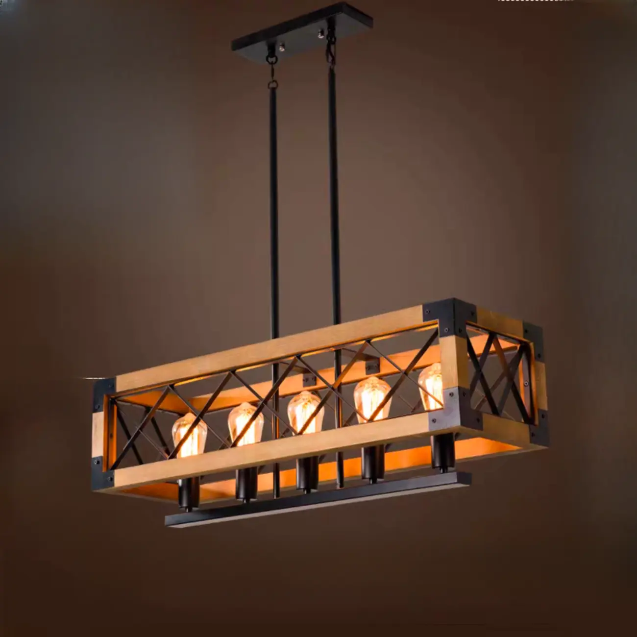 Industrial Black Metal Rectangle Kitchen Island Light | homeyfad