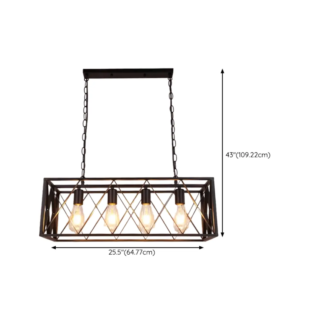 Industrial Black Metal Rectangle Kitchen Island Light | homeyfad