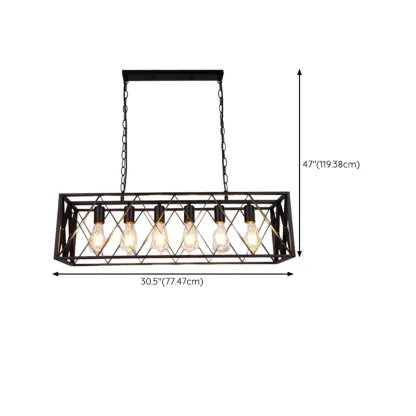 Industrial Black Metal Rectangle Kitchen Island Light