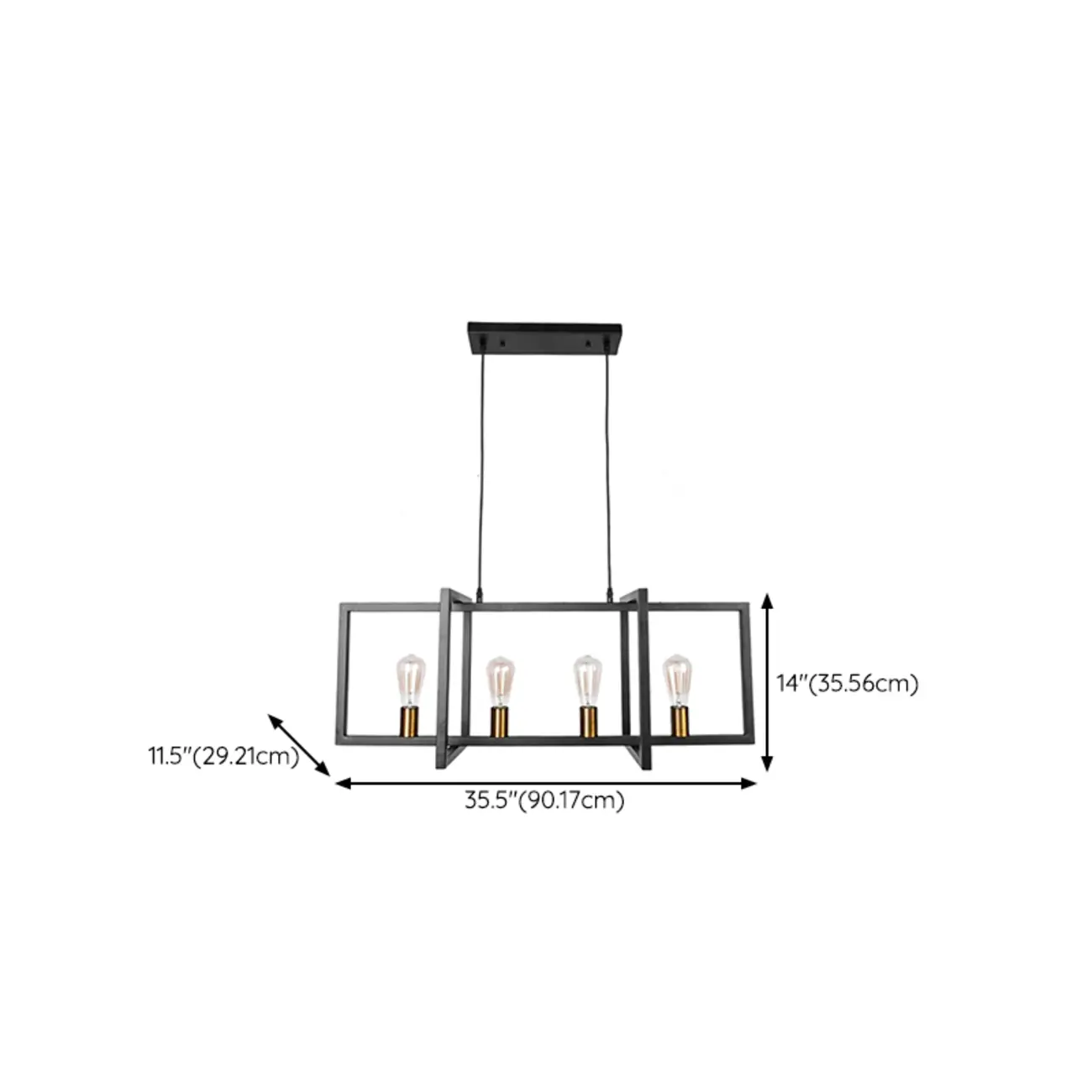 Industrial Black Metal Rectangle Kitchen Island Light | homeyfad