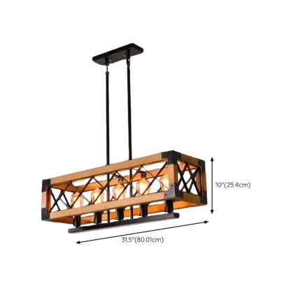 Industrial Black Metal Rectangle Kitchen Island Light