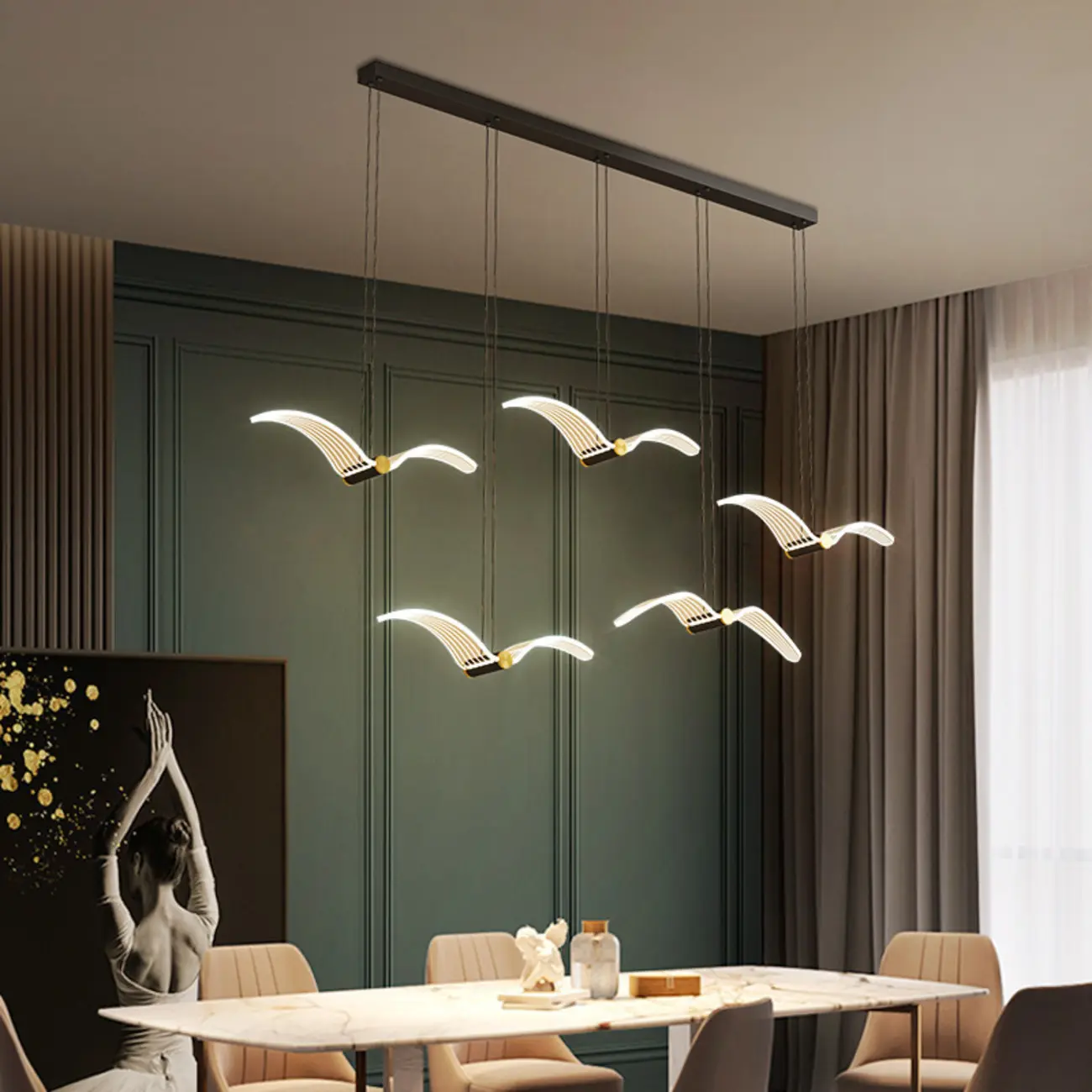 Sleek Modern Seagull Pendant Light for Dining Room Image - 1 | homeyfad