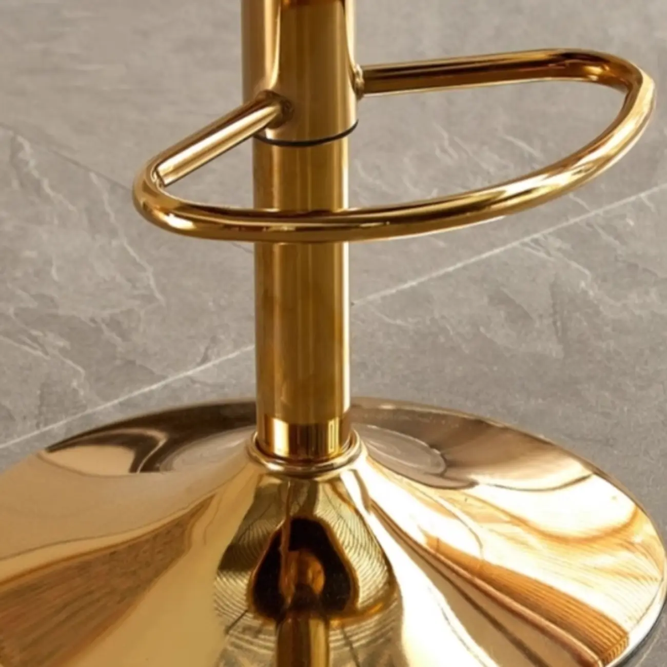 Glam Mohair Adjustable Bar Stools with Low Backrest & Gold Base Image - 6 | homeyfad