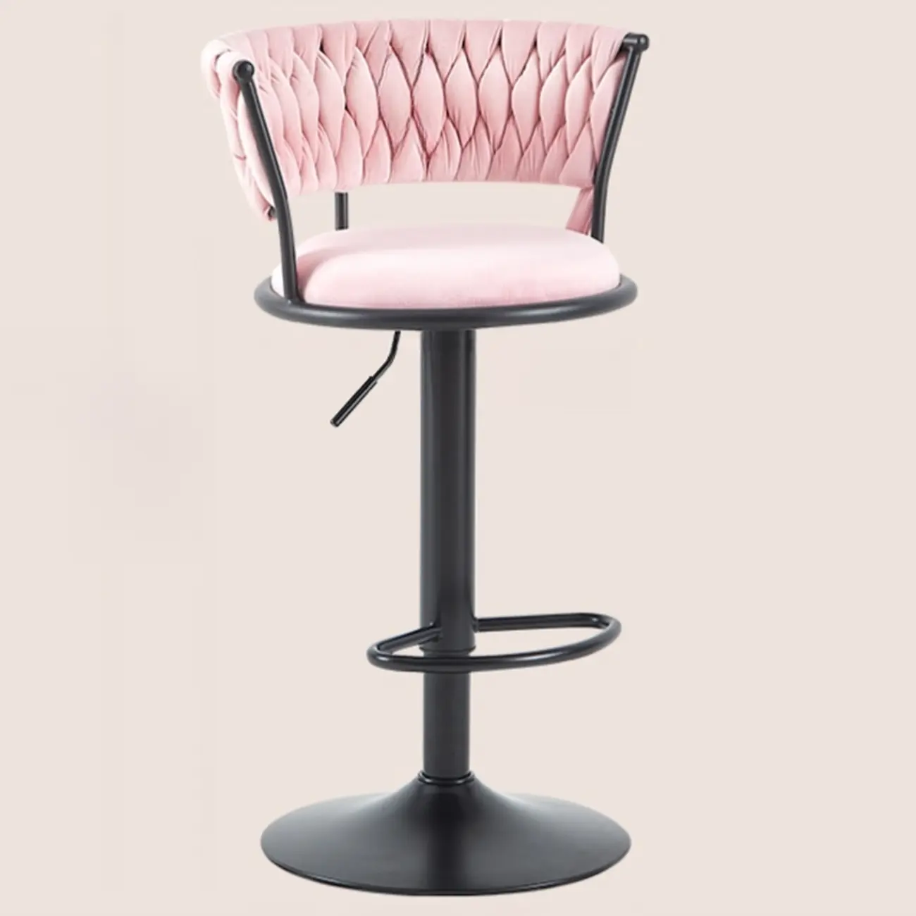 Glam Mohair Adjustable Bar Stools with Low Backrest & Gold Base Image - 15 | homeyfad