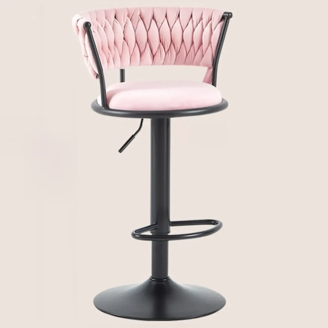 Glam Mohair Adjustable Bar Stools with Low Backrest & Gold Base Image - 15