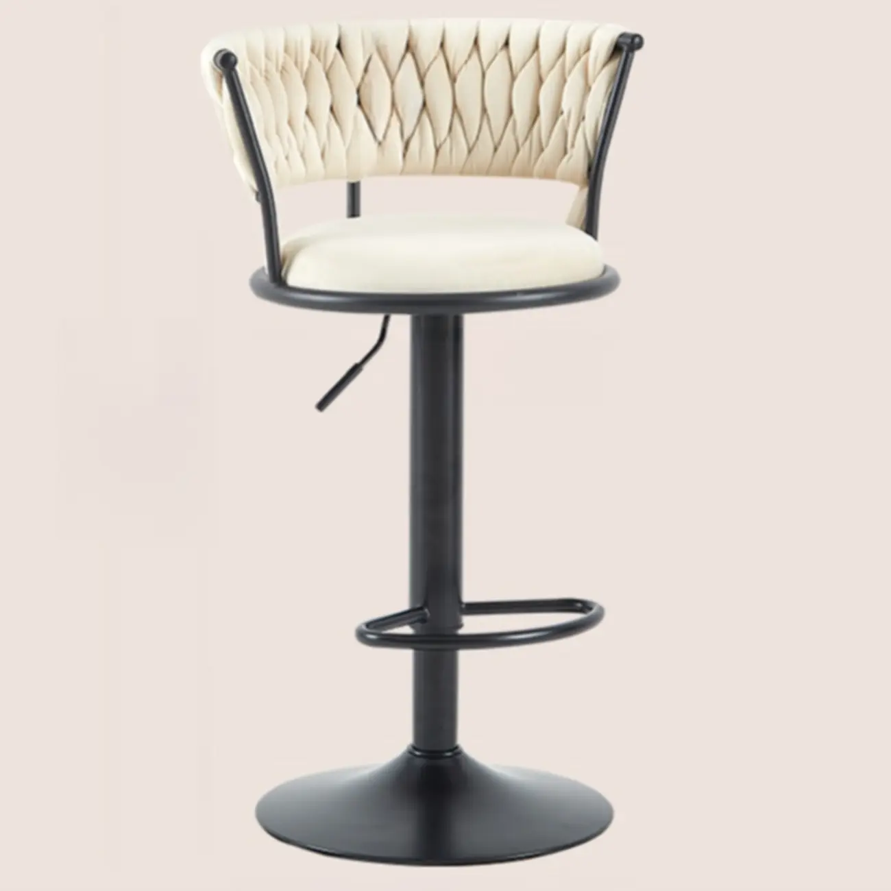 Glam Mohair Adjustable Bar Stools with Low Backrest & Gold Base Image - 17 | homeyfad