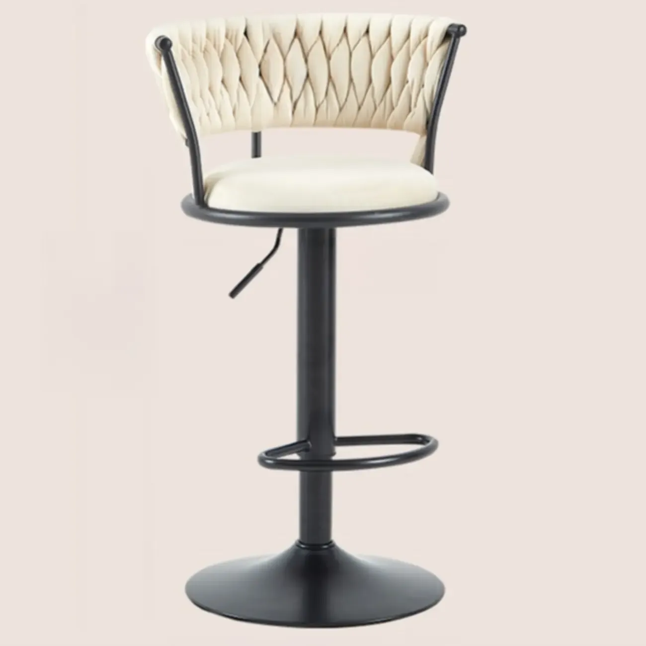 Glam Mohair Adjustable Bar Stools with Low Backrest & Gold Base Image - 17