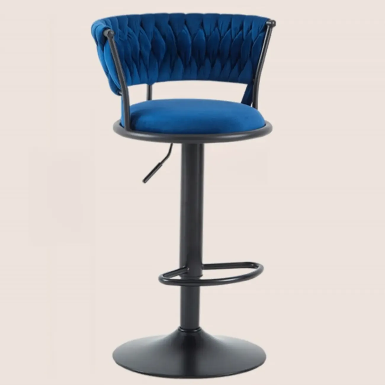 Glam Mohair Adjustable Bar Stools with Low Backrest & Gold Base Image - 18