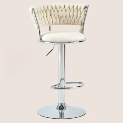 Glam Mohair Adjustable Bar Stools with Low Backrest & Gold Base Image - 20